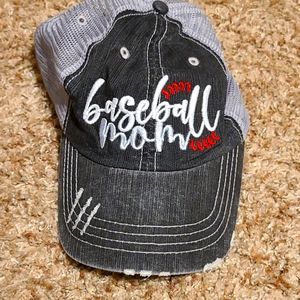 Baseball mom distressed hat